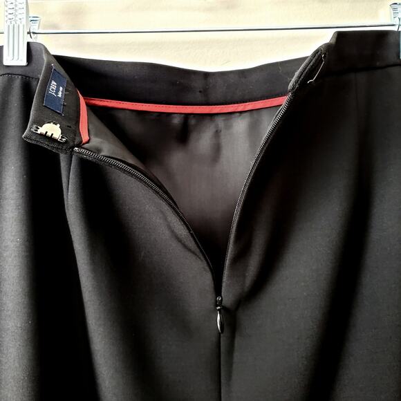 90s Y2K J Crew Black Italian Wool Tuxedo Midi Skirt M Cocktail Elegant Career - Picture 6 of 13